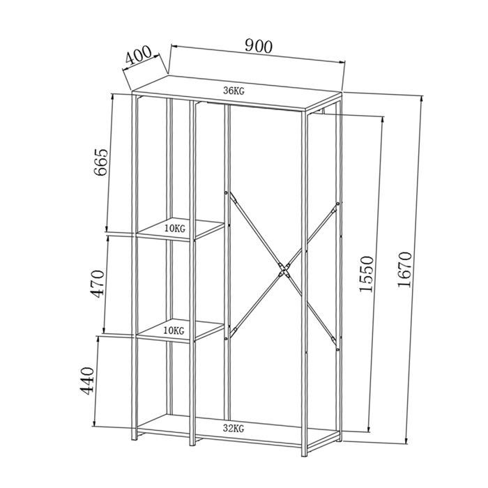 Liberta-Maison Mode Ntoulapa Sonoma Mavro 90x40x167cm 18-0013
