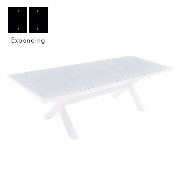 Liberta - Maison SORPRESA Trapezi Epekteinomeno Lefko Me Opsi Marmarou Lefko 202x101x77cm 52-0011