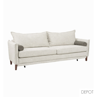 Liberta - Maison COMMODO Τριθέσιος Καναπές Κρεβάτι Off White NEVE 02/Καφέ NEVE 16 230x81x88cm 71-0434