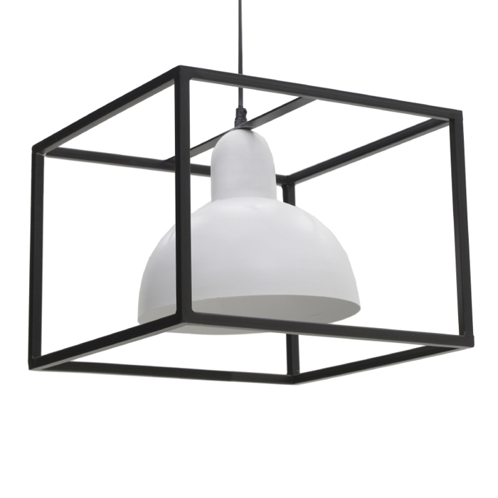 Inart Fotistiko Orofis Metalliko Mavro Lefko E27 37X37X27 3-10-650-0007