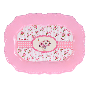 Inart Δίσκος Πλαστικός Ροζ Τριαντάφυλλο 43X32X2 3-60-434-0009