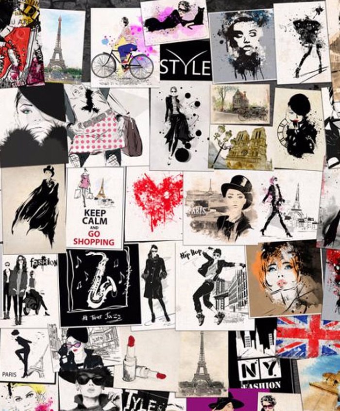 Roler me Psifiaki Ektuposi 'Fashion Collage' E381