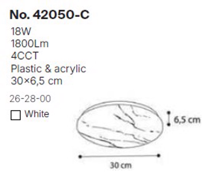 InLight Plafoniera Orofis LED 18W 4CCT apo Lefko Akruliko F30cm (42050-C-Lefko)