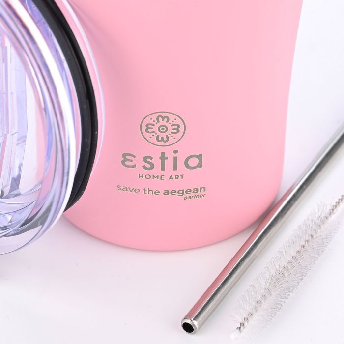 Estia Thermos Coffee Mug SAVE THE AEGEAN 500ml Blossom Rose 01-23157