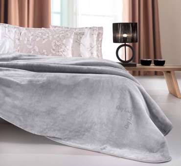 Guy Laroche Βελουτέ Μονή Κουβέρτα Logo Silver 160x220cm