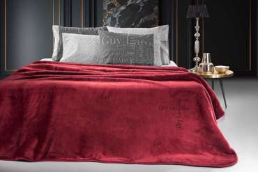 Guy Laroche Βελουτέ Μονή Κουβέρτα Logo Burgundy 160x220cm