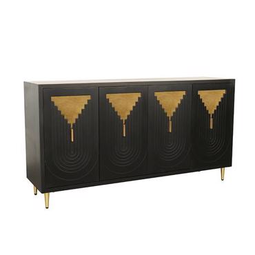 ESTHETI home Μπουφές Ξύλινος Μαύρος με 4 Πορτάκια και Μεταλλικά Πόδια Χρυσά 152x40x80cm 750-25015