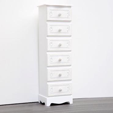 ESTHETI home Συρταριέρα Ξύλινη Λευκή με 6 Συρτάρια με Σχέδιο 29x23x95cm 750-25030