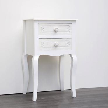 ESTHETI home Κομοδίνο Ξύλινο Λευκό με 2 Συρτάρια με Σχέδιο 40x32x67.5cm 750-35517