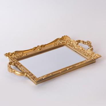 ESTHETI home Δίσκος Πλαστικός Χρυσός με Καθρέπτη 33.5x19.5cm 752-16107