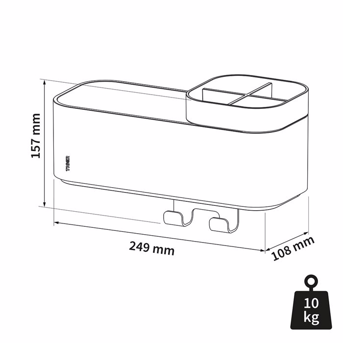 Tiger 2-Store Epitoixio Rafi me Thikes kai Kremastres 25 cm White 800375