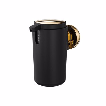 Tiger Cooper Δοχείο Κρεμοσάπουνου Επιτοίχιο 175 ml Black / Polished gold 800564