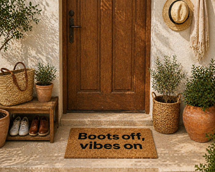 MRShome Pataki Eisodou 59x39cm ''Boots off. vibes on''