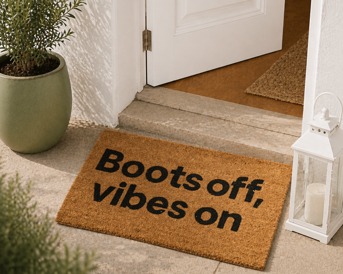 MRShome Pataki Eisodou 59x39cm ''Boots off. vibes on''