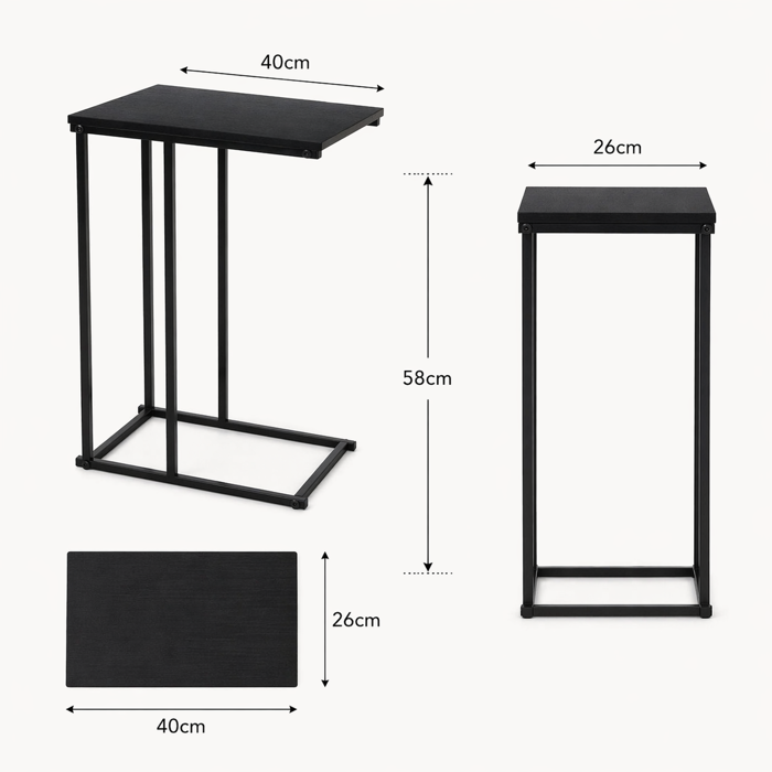 MRShome Side Table Metalliko me Epifaneia MDF/Melamini 40x26x58cm Black