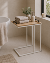 MRShome Side Table me Metalliko Skeleto Off-White kai Afairoumeni Epifaneia apo MDF 45x28x59cm