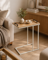 MRShome Side Table me Metalliko Skeleto Off-White kai Afairoumeni Epifaneia apo MDF 45x28x59cm