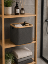 MRShome Kalathi Apothikefsis Polyester me Bamboo 30.5x30.5x30cm Deep Grey