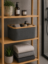 MRShome Kalathi Apothikefsis Polyester me Bamboo 45x30x24.5cm Deep Grey
