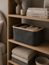 MRShome Kalathi Apothikefsis Polyester me Bamboo 45x30x24.5cm Deep Grey