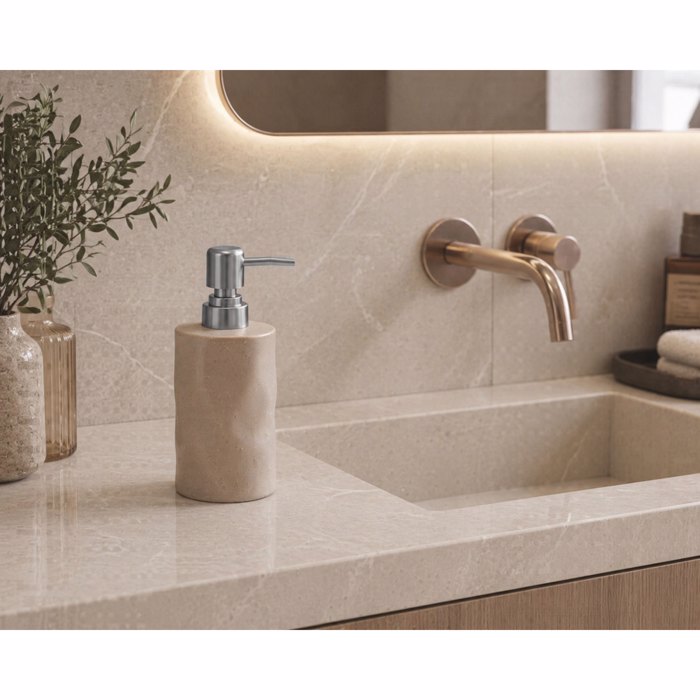 MRShome Doxeio Kremosapounou Stoneware 300ml 8x8x17cm Warm Grey 2U