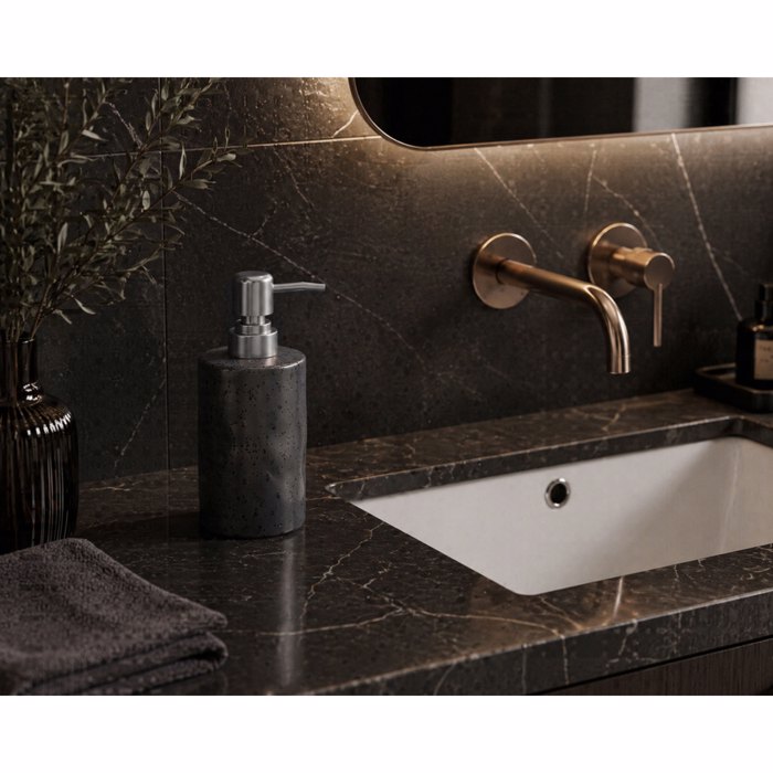 MRShome Doxeio Kremosapounou Stoneware 300ml 8x8x17cm Black 6U