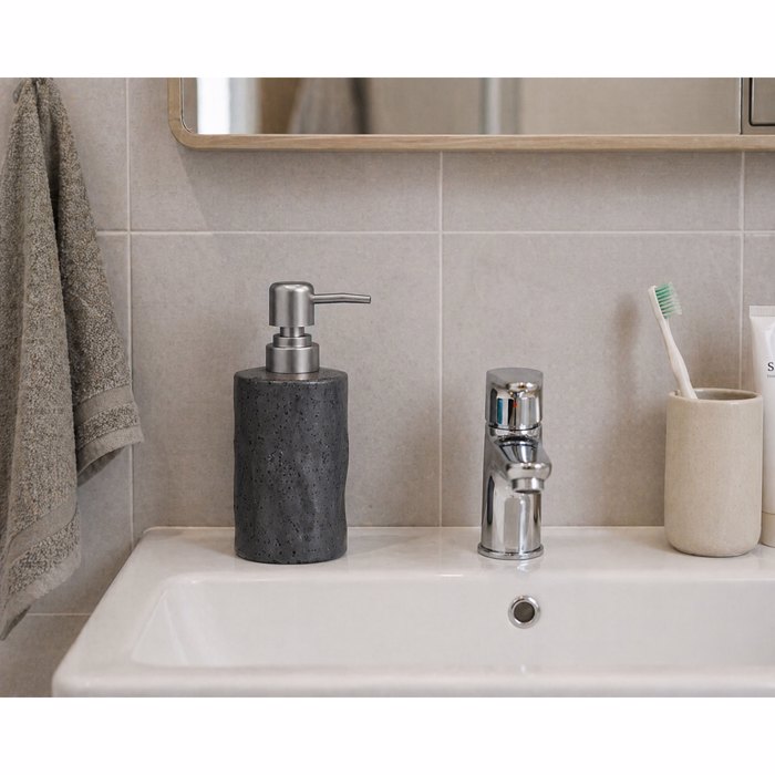 MRShome Doxeio Kremosapounou Stoneware 300ml 8x8x17cm Black 6U