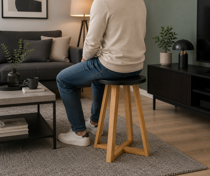 MRShome Skampo Bamboo Mavro/Mpez 30x30x43cm MRShome