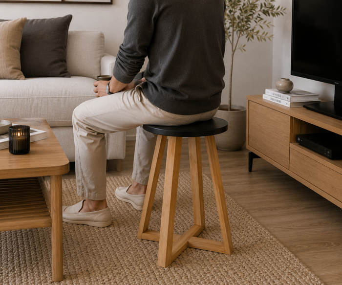 MRShome Skampo Bamboo Mavro/Mpez 30x30x43cm MRShome
