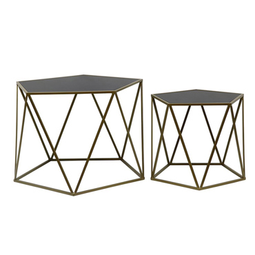 Liberta - Maison DIAMOND Σετ των 2 Coffee Table Μαύρο/Χρυσό 61.5x64.5x45cm 04-0365