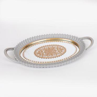 ESTHETI home Δίσκος με Καθρέπτη Resin Γκρι/Χρυσός 39x24x3.5cm 752-16085