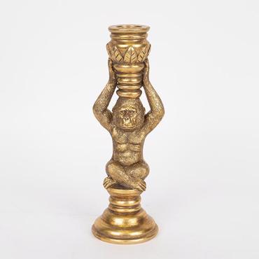 ESTHETI home Κηροπήγιο ''Πίθηκος'' Resin Αντικέ Χρυσό 8x8x26cm 752-26045