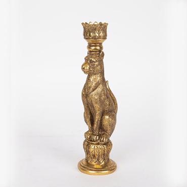 ESTHETI home Κηροπήγιο ''Λεοπάρδαλη'' Resin Αντικέ Χρυσό 8x7x25cm 752-26046