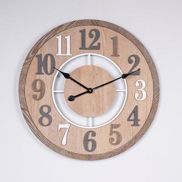 ESTHETI home Ρολόι Τοίχου MDF Αντικέ Λευκό/Φυσικό/Γκρι Φ60x5cm 753-13024
