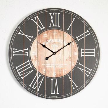 ESTHETI home Ρολόι Τοίχου MDF Μαύρο/Φυσικό/Λευκό Φ58.2x4.3cm 753-13026