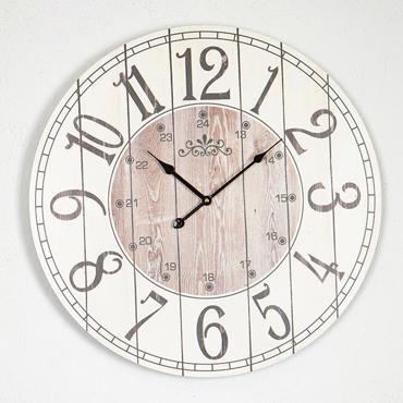 ESTHETI home Ρολόι Τοίχου MDF Λευκό/Φυσικό/Μαύρο Φ58.2x4.3cm 753-13027