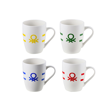 BENETTON Σετ 2 Τεμάχια Κούπα Πορσελάνης 360ml 11cm Διάφορα Χρώματα RAINBOW BE-0855-AA BGBE000855