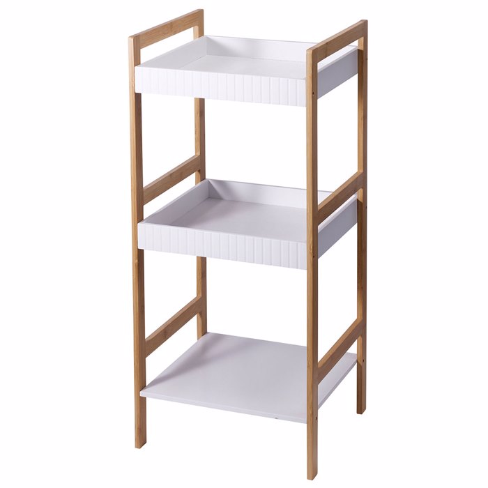 MRShome Rafiera Baniou me 3 Rafia apo Bamboo & MDF Natural/White