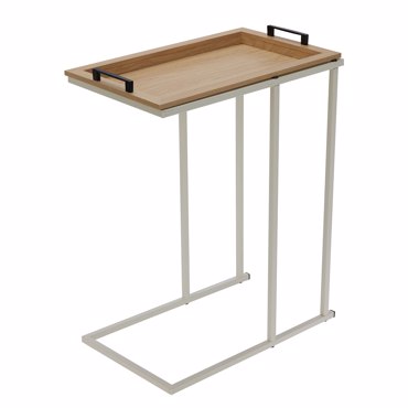 MRShome Side Table με Μεταλλικό Σκελετό Off-White και Αφαιρούμενη Επιφάνεια από MDF 45x28x59cm