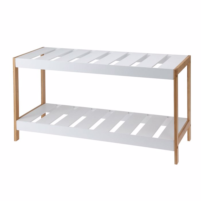 MRShome Papoutsothiki 2 Epipedon apo Bamboo/MDF 70x26x36cm Natural/White