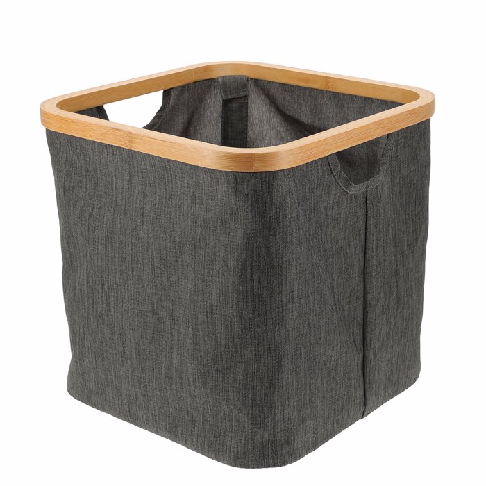 MRShome Kalathi Apothikefsis Polyester me Bamboo 30.5x30.5x30cm Deep Grey