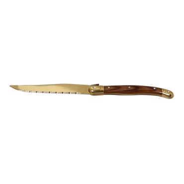 Μαχαίρι Steak Ξύλινη Λαβή Χρυσό Ss420 1.5mm 23εκ STK105K12 Espiel