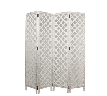Zaros Παραβάν Ξύλινο Λευκό 160X170cm HT501