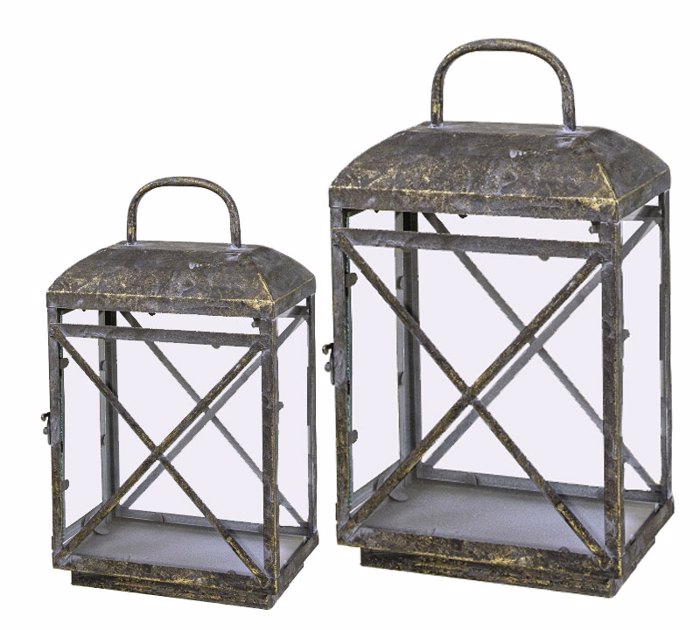 Fanari Metalliko Parallilogammo Antike Xruso 27x17x53cm (Megthos: Medium)
