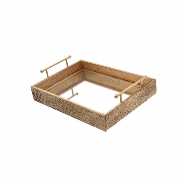 Zen Collection Δίσκος Μεταλλικός Ορθογώνιος Σφυρήλατος Μπρονζέ (Μέγεθος: Small) 35x25.3x9.2cm