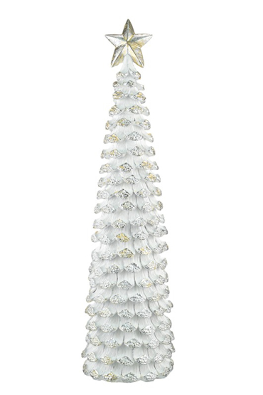 Zen Collection Χριστουγεννιάτικο Δέντρο Resin Κουκουνάρι Λευκό 12x12x45.5cm 50320